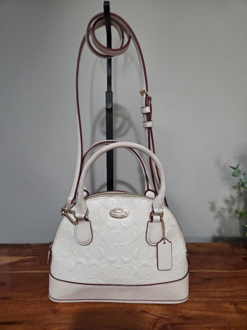 Coach CORA Dome Debossed Leather Mini Off white Bag